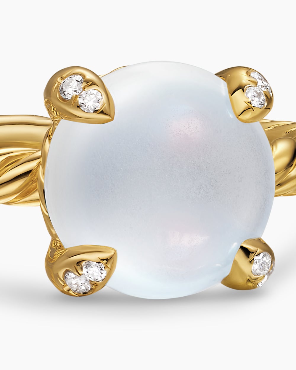 Womens Petite Chatelaine Ring in 18K Yellow Gold with Diamonds, 8mm