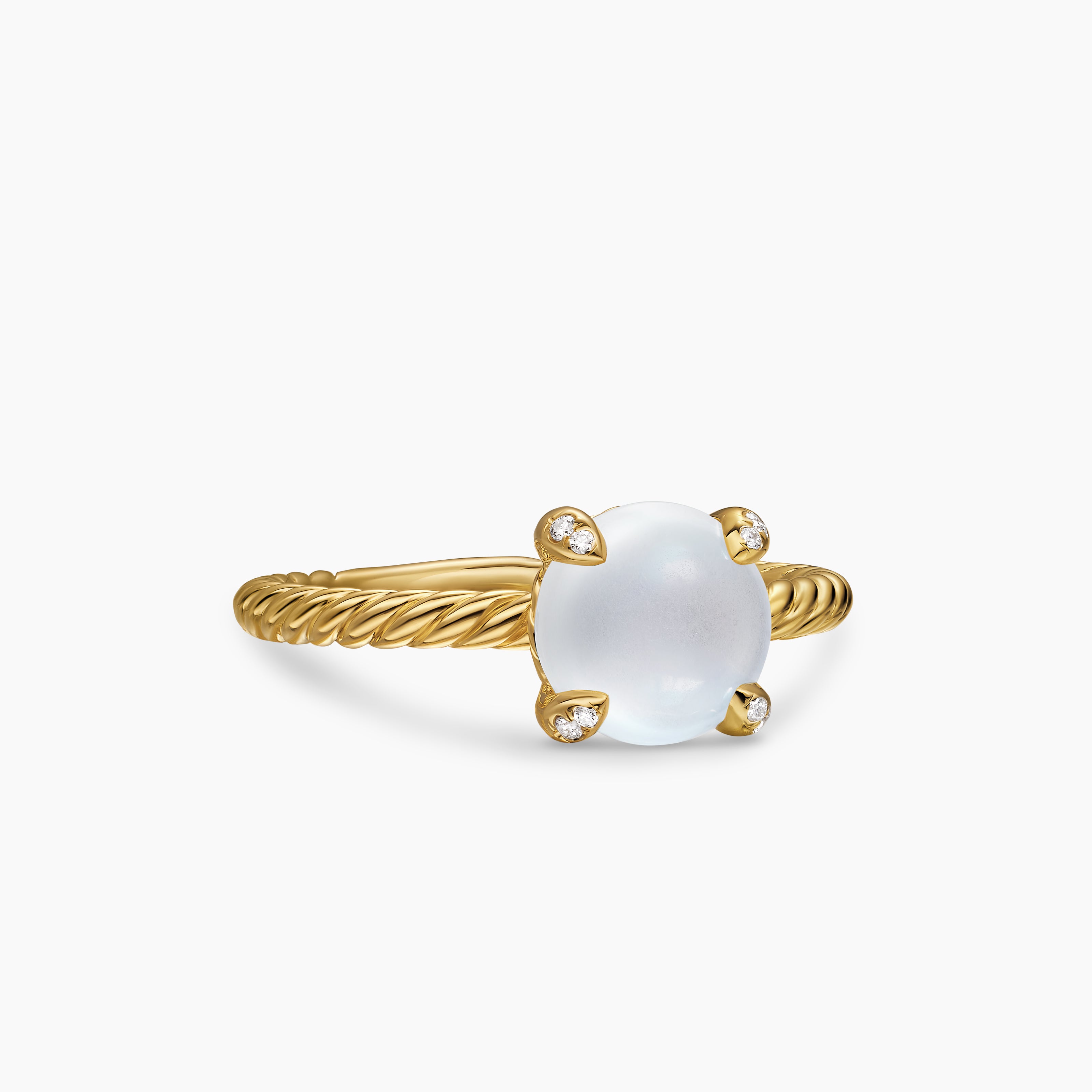 Womens Petite Chatelaine Ring in 18K Yellow Gold with Diamonds, 8mm