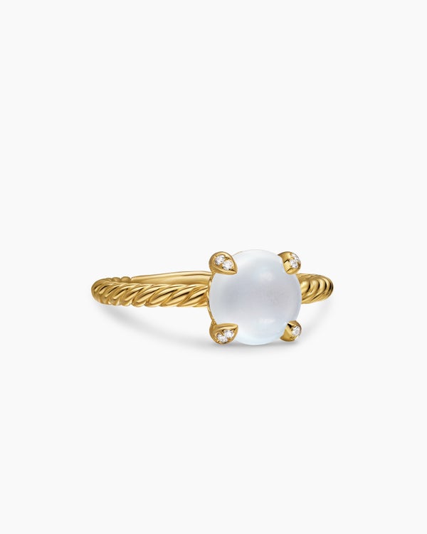 Petite Chatelaine Ring in 18K Yellow Gold with Diamonds, 8mm