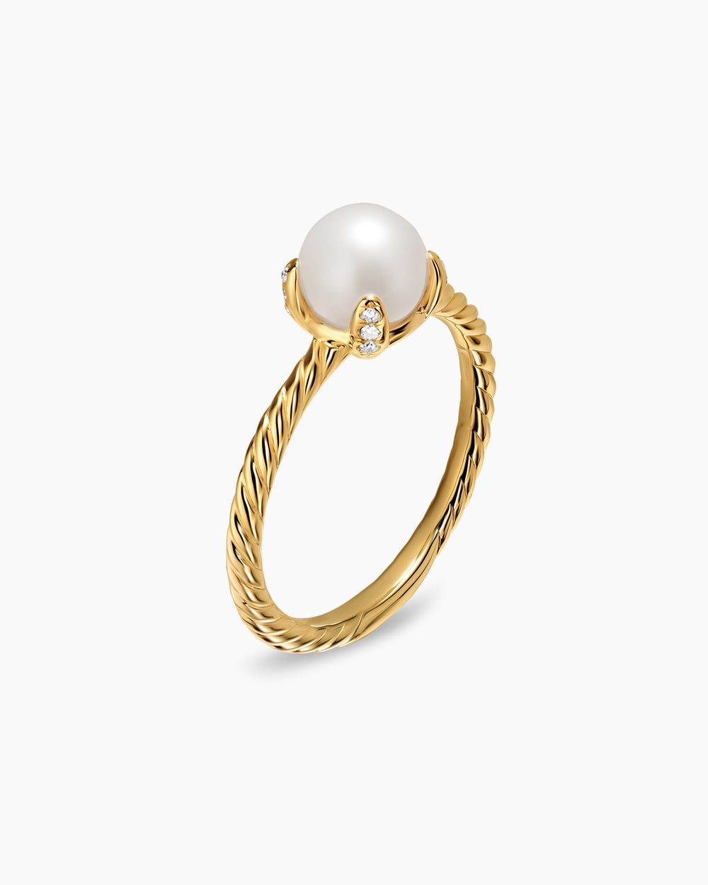 Bague classique avec perle en or jaune 18 carats avec diamants, 2 mm femmes