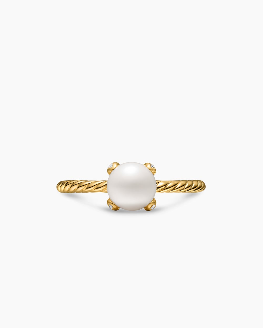 Bague classique avec perle en or jaune 18 carats avec diamants, 2 mm femmes