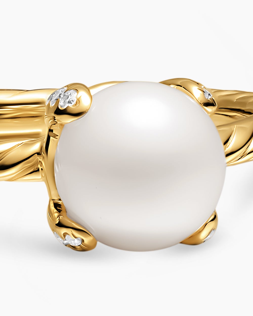 Bague classique avec perle en or jaune 18 carats avec diamants, 2 mm femmes