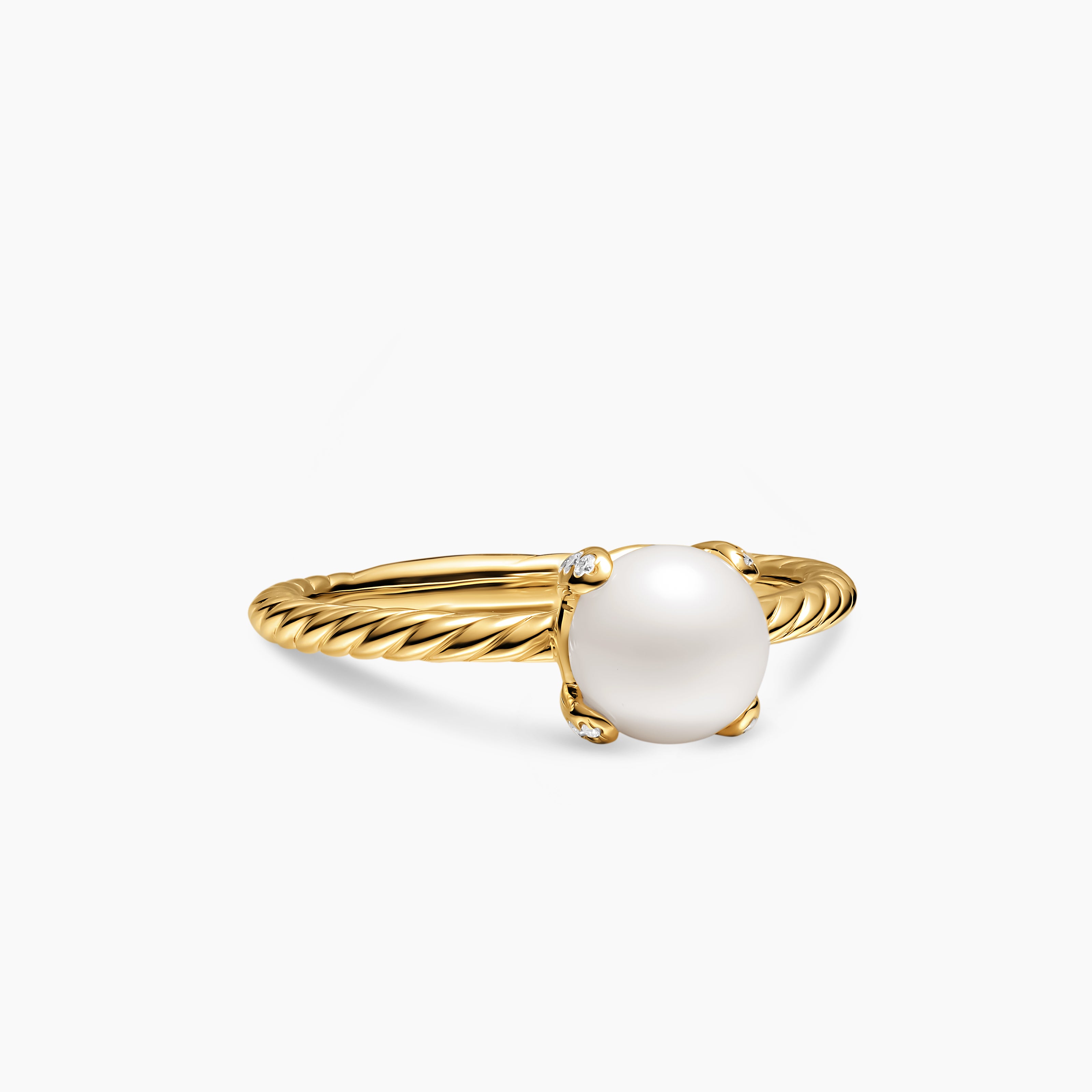 Bague classique avec perle en or jaune 18 carats avec diamants, 2 mm femmes 