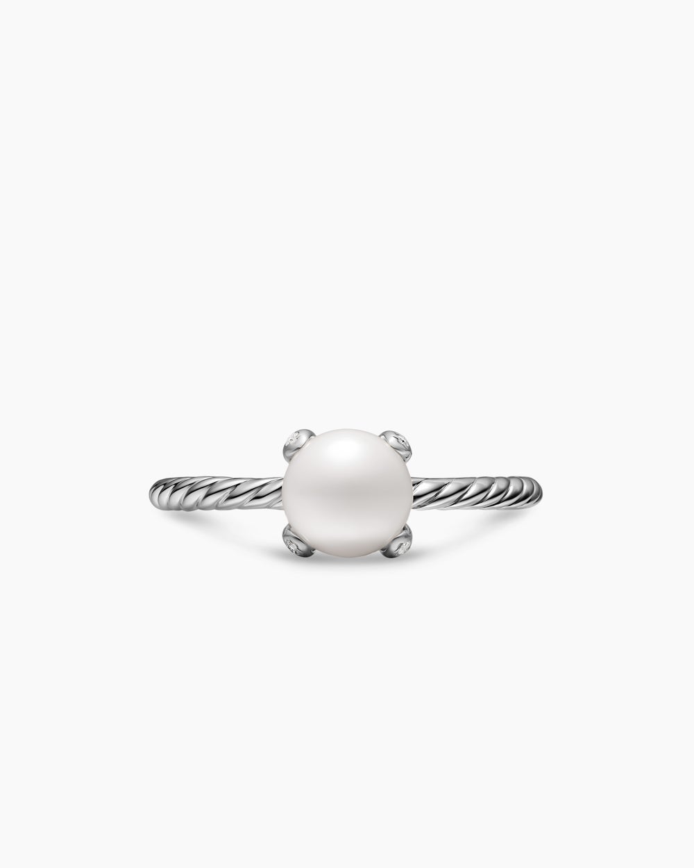 Bague classique avec perle en argent sterling avec diamants, 2 mm femmes