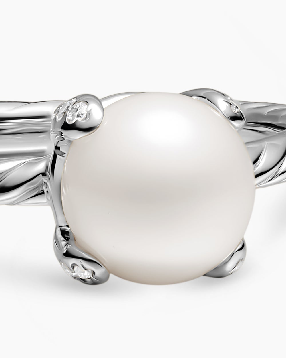 Bague classique avec perle en argent sterling avec diamants, 2 mm femmes