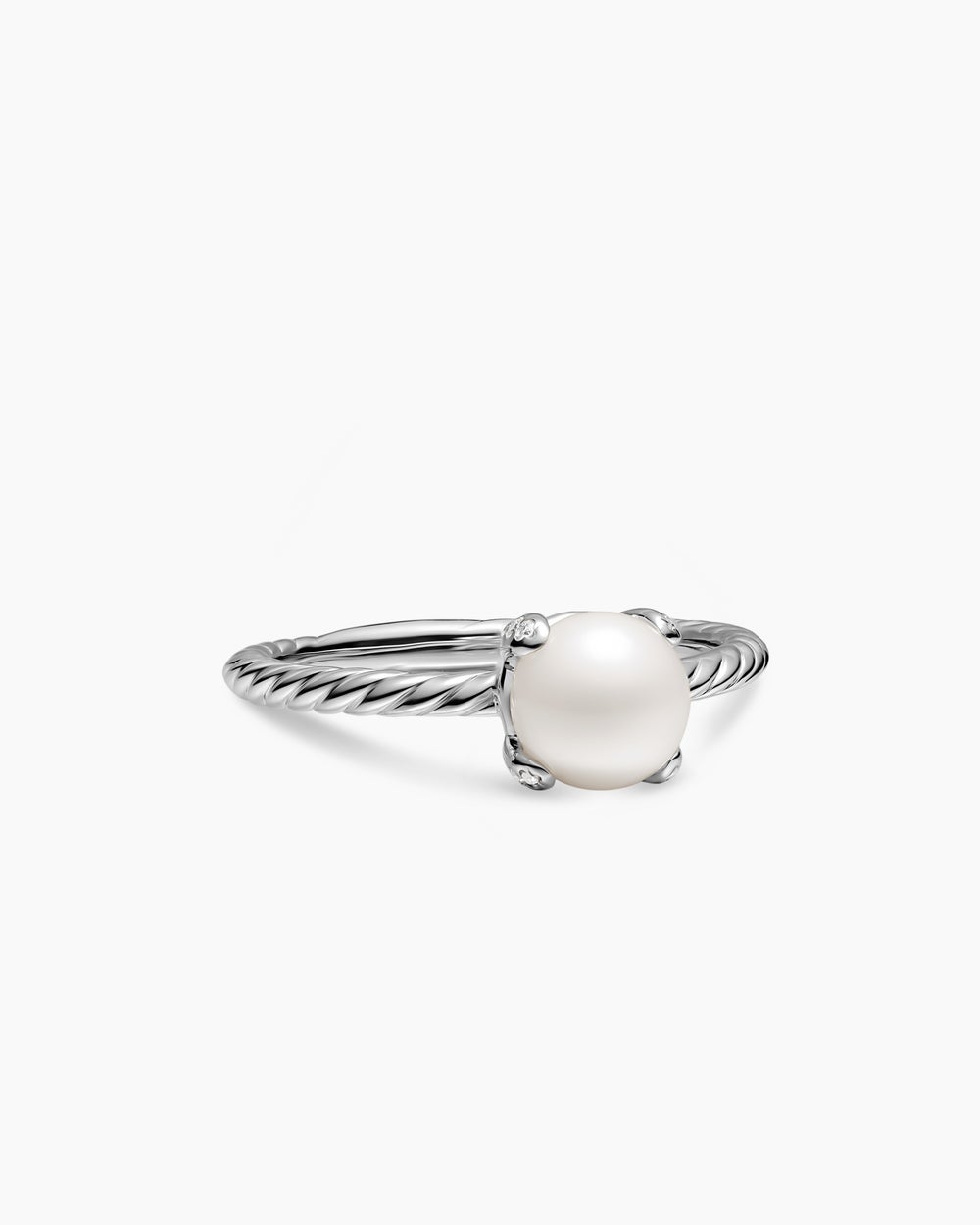 Bague classique avec perle en argent sterling avec diamants, 2 mm femmes