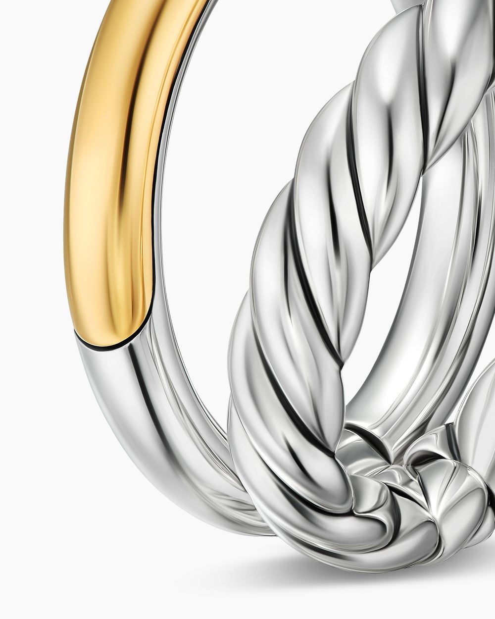 Womens DY Mercer Two Row Ring in Sterling Silver with 18ct Yellow Gold, 8mm