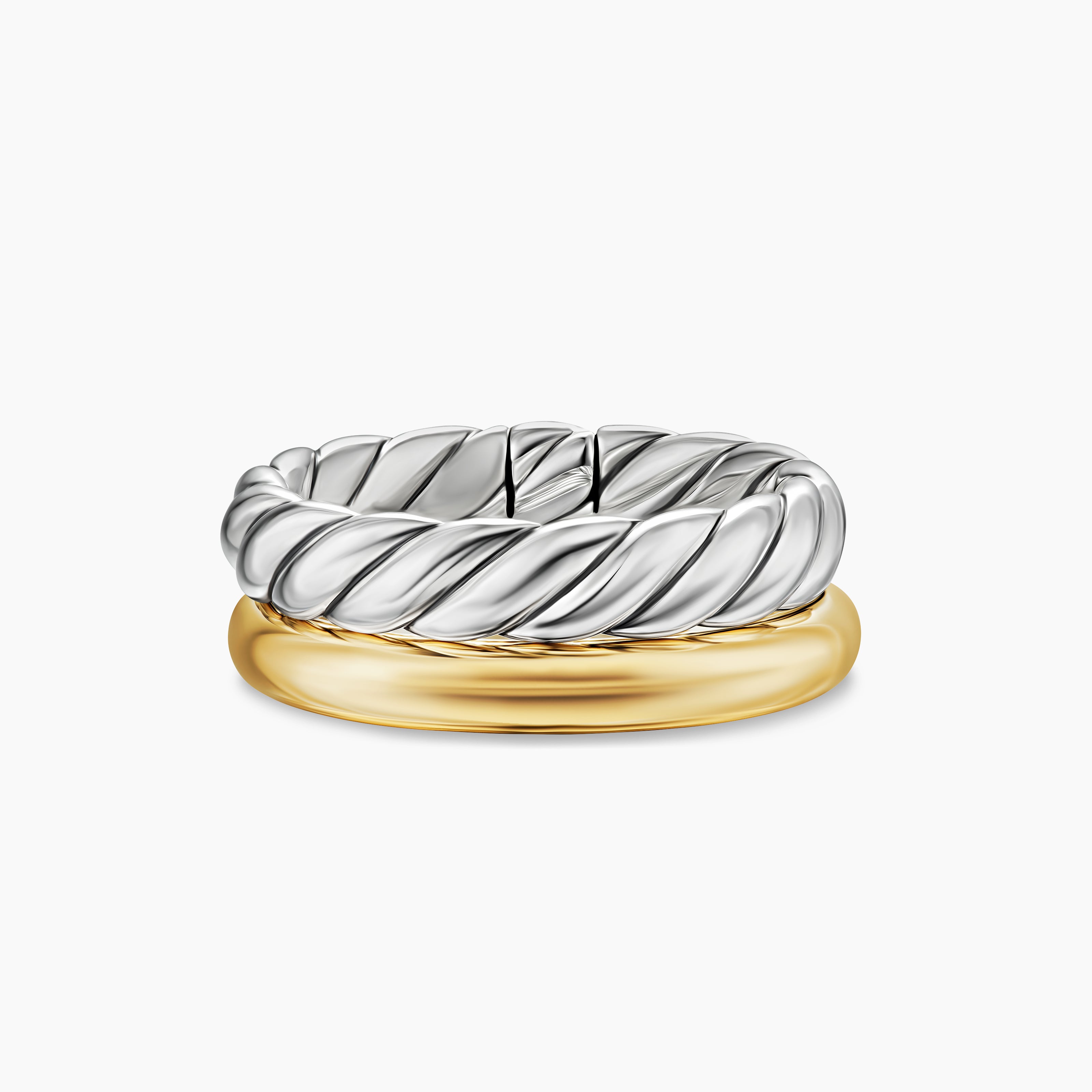 Womens DY Mercer Two Row Ring in Sterling Silver with 18K Yellow Gold, 8mm
