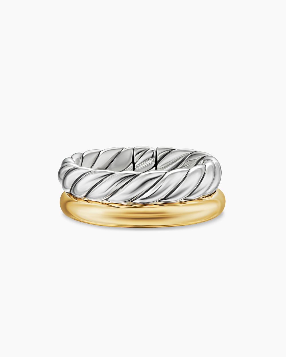 Womens DY Mercer Two Row Ring in Sterling Silver with 18ct Yellow Gold, 8mm