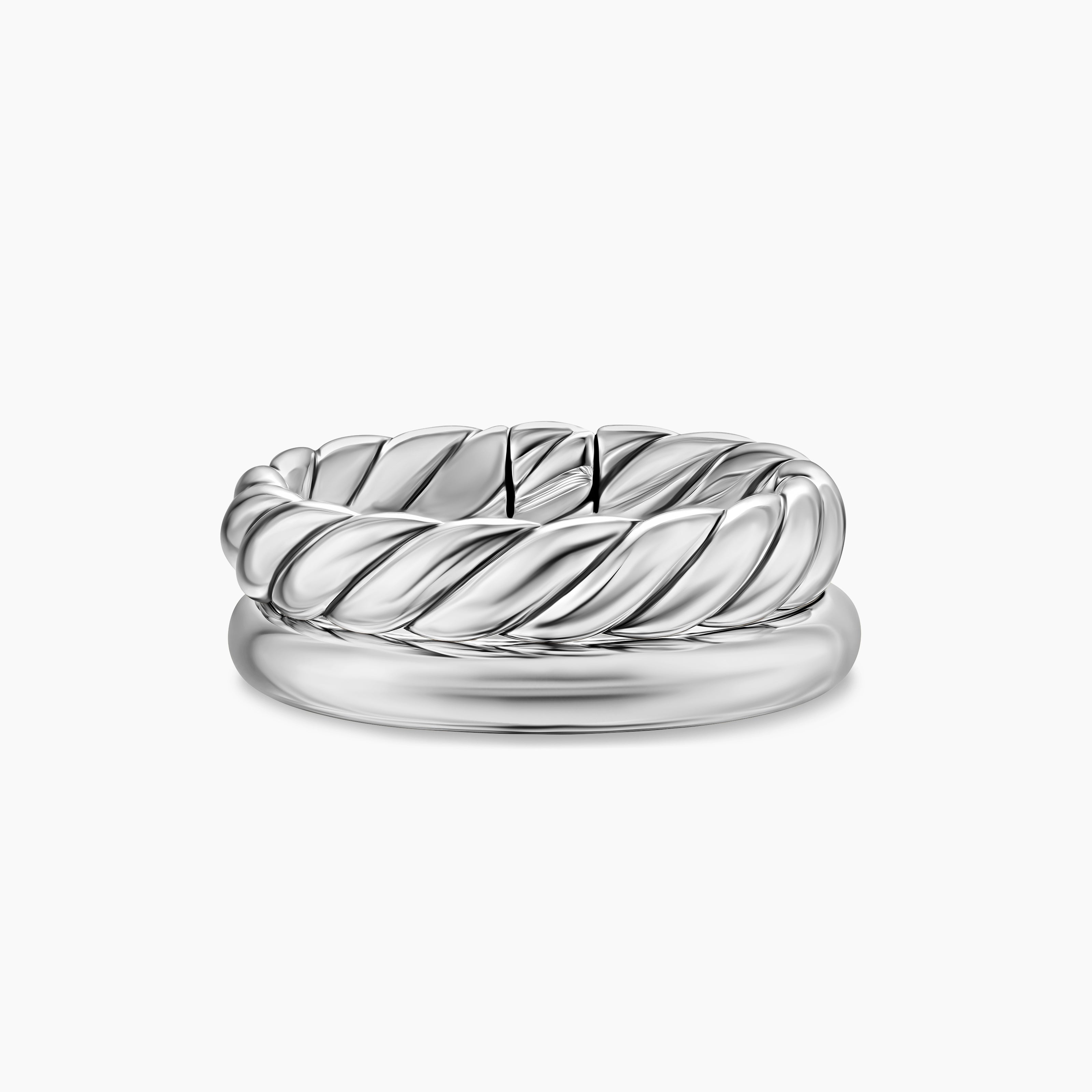 Womens DY Mercer Two Row Ring in Sterling Silver, 8mm