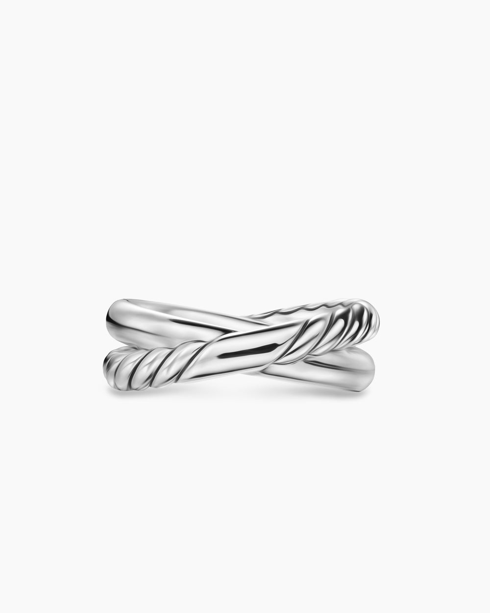 Womens Crossover Two Row Ring in Sterling Silver, 7.4mm