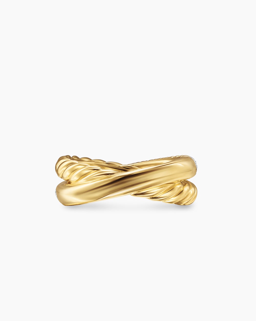 Bague à deux rangs Crossover or jaune 18 carats avec diamants, 7,4 mm femmes