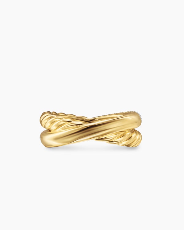 Crossover Two Row Ring in 18K Yellow Gold with Diamonds, 7.4mm