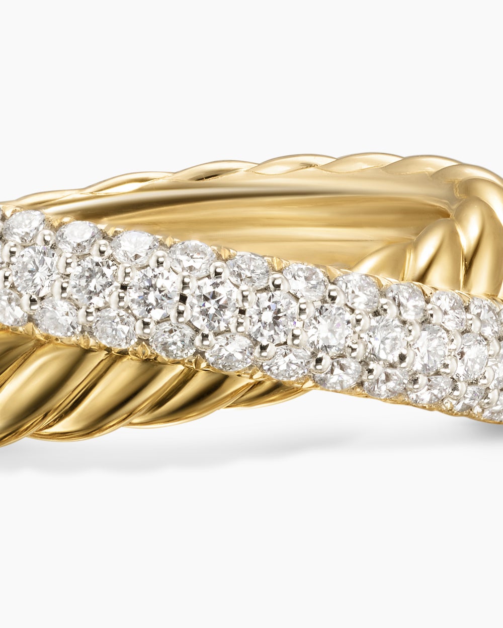 Bague à deux rangs Crossover or jaune 18 carats avec diamants, 7,4 mm femmes