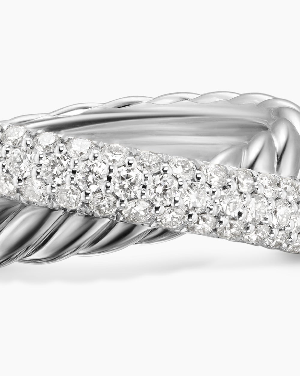 Bague à deux rangs Crossover en argent sterling avec diamants, 7,4 mm femmes