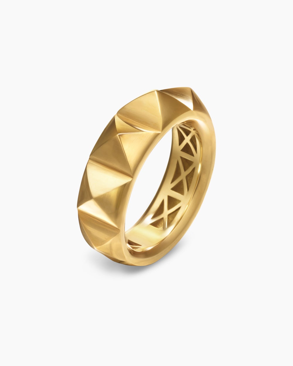 Womens Pyramid Band Ring in 18ct Yellow Gold, 6.5mm