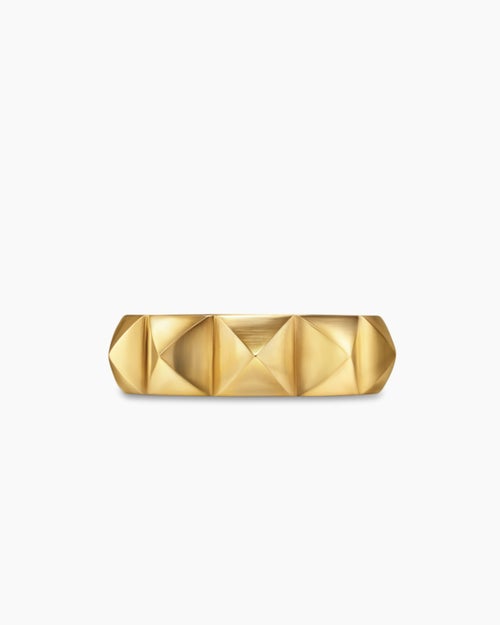 Womens Pyramid Band Ring in 18K Yellow Gold, 6.5mm