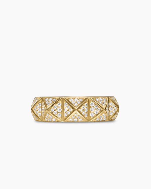 Pyramid Band Ring in 18K Yellow Gold with Diamonds, 6.5mm