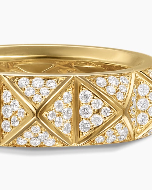 Womens Pyramid Band Ring in 18ct Yellow Gold with Diamonds, 6.5mm