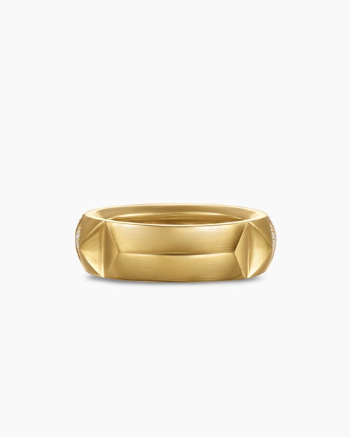 Womens Pyramid Band Ring in 18ct Yellow Gold with Diamonds, 6.5mm