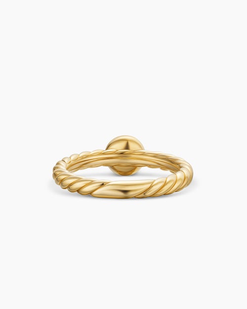 Womens Petite Cable Ring in 18K Yellow Gold with Center Diamond, 2.8mm