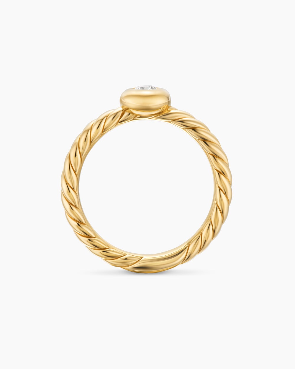 Womens Petite Cable Ring in 18K Yellow Gold with Center Diamond, 2.8mm