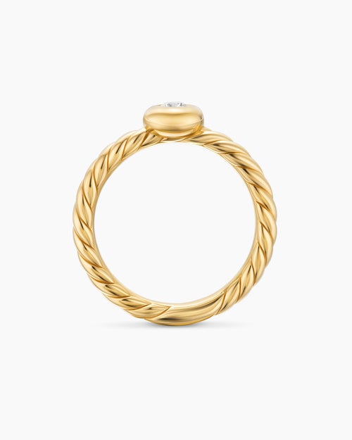 Womens Petite Cable Ring in 18K Yellow Gold with Center Diamond, 2.8mm