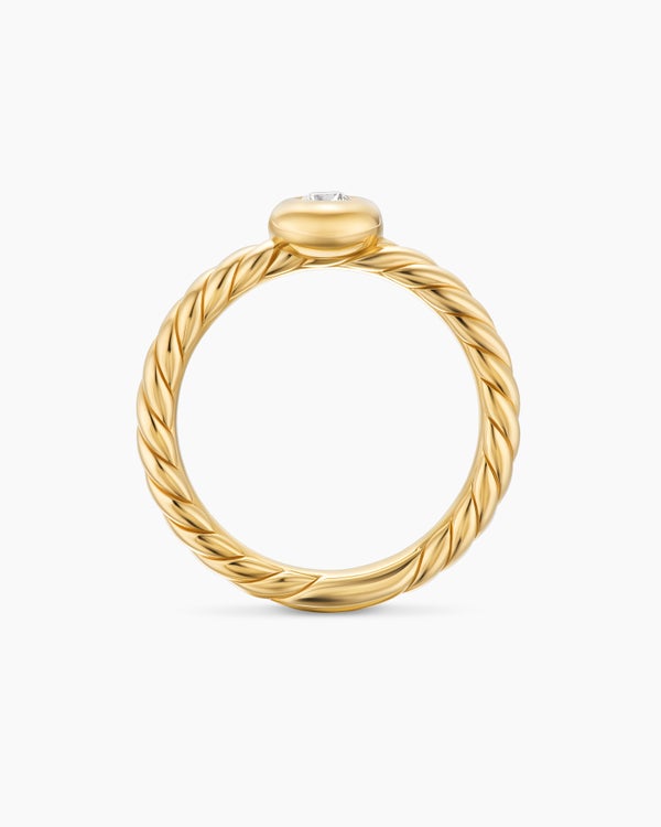 Petite Cable Ring in 18K Yellow Gold with Center Diamond, 2.8mm