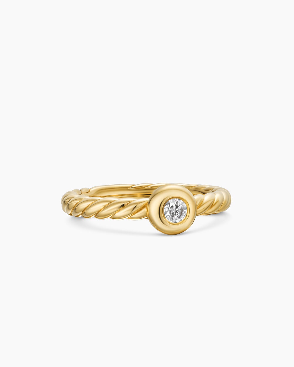 Womens Petite Cable Ring in 18K Yellow Gold with Center Diamond, 2.8mm