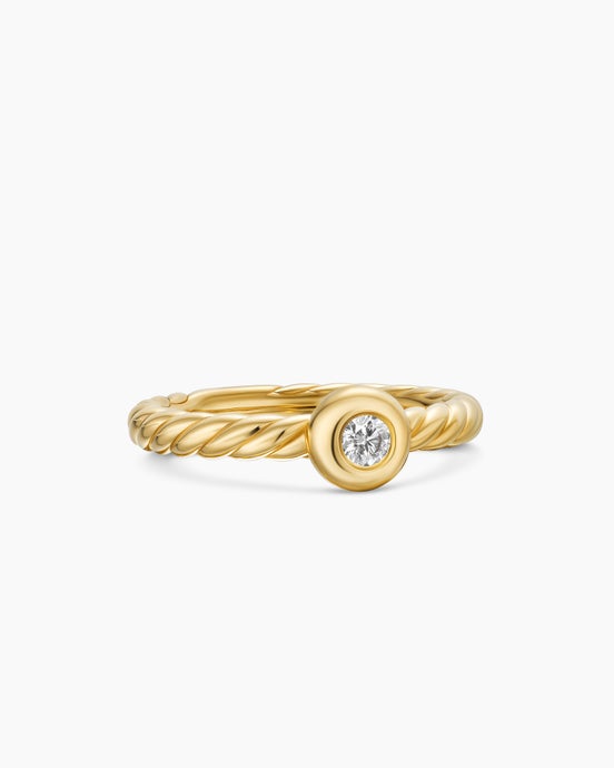 Petite Cable Ring in 18K Yellow Gold with Center Diamond, 2.8mm