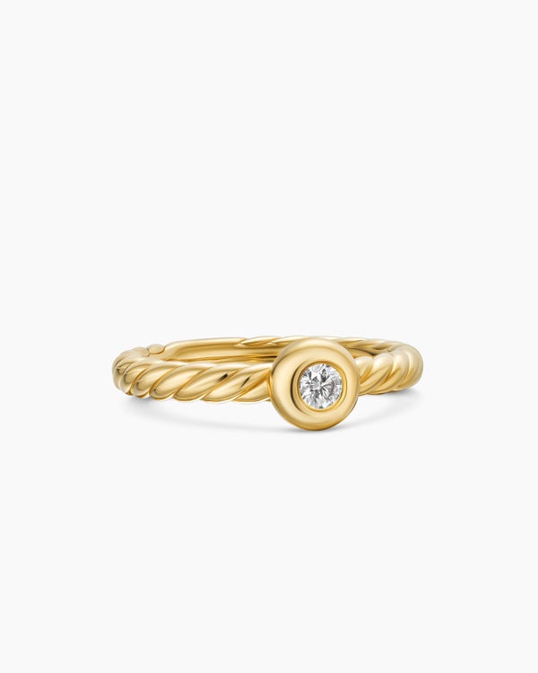 Petite Cable Ring in 18K Yellow Gold with Center Diamond, 2.8mm