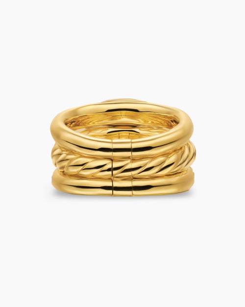 Womens DY Mercer Color Three Row Stone Ring in 18K Yellow Gold with Diamonds, 12mm