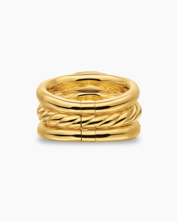 DY Mercer Color Three Row Stone Ring in 18K Yellow Gold with Diamonds, 12mm