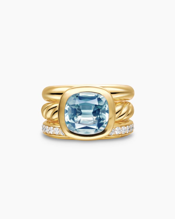 DY Mercer Color Three Row Stone Ring in 18K Yellow Gold with Diamonds, 12mm