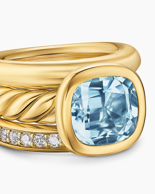 DY Mercer Color Three Row Stone Ring in 18K Yellow Gold with Diamonds, 12mm