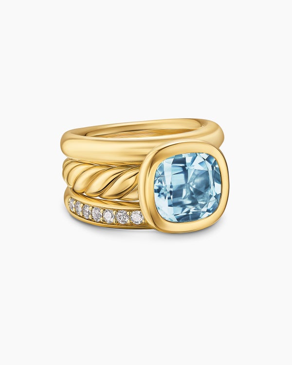 DY Mercer Color Three Row Stone Ring in 18K Yellow Gold with Diamonds, 12mm