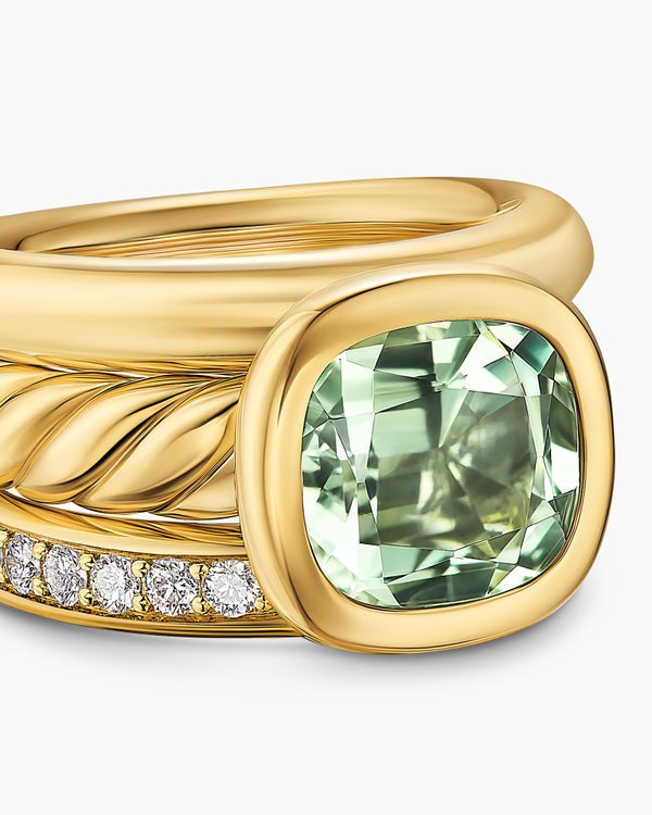DY Mercer Color Three Row Stone Ring in 18K Yellow Gold with Diamonds, 12mm