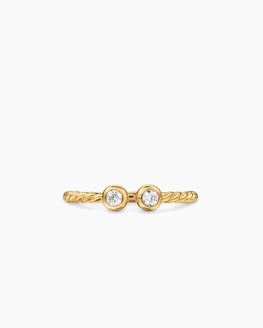 Womens Cable Open Round Ring in 18ct Yellow Gold with Diamonds, 1.7mm