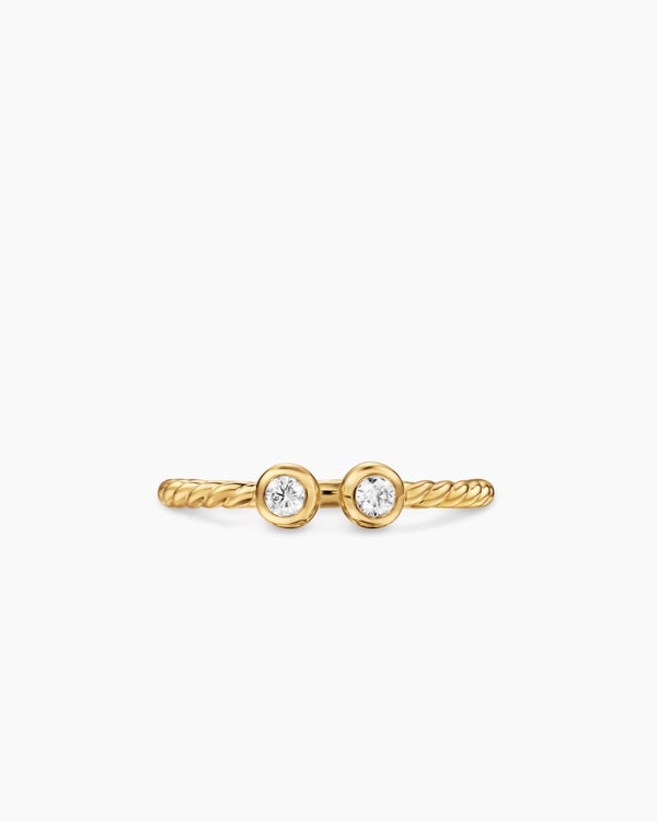 Cable Open Round Ring in 18K Yellow Gold with Diamonds, 3.9mm