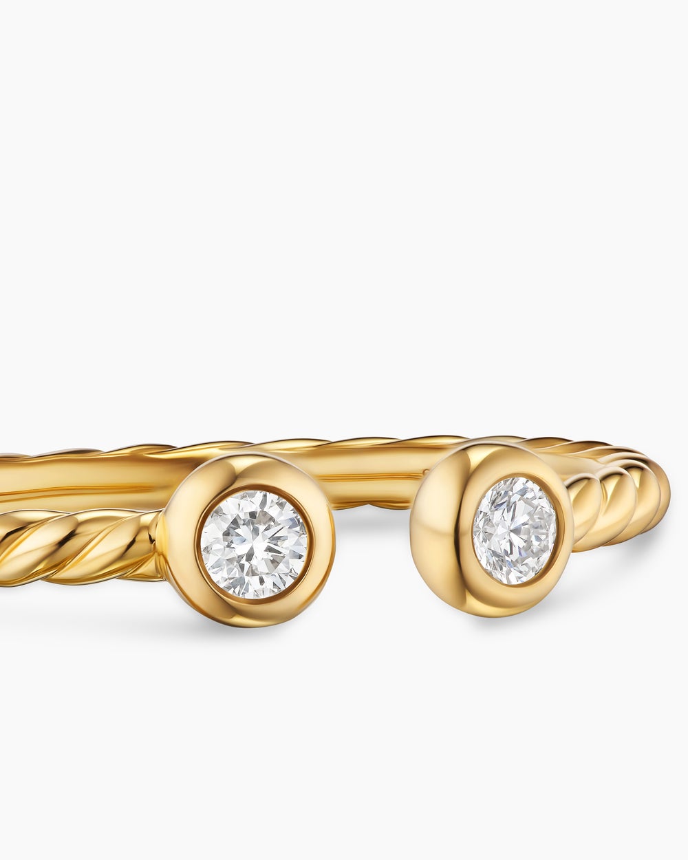 Womens Cable Open Round Ring in 18ct Yellow Gold with Diamonds, 1.7mm