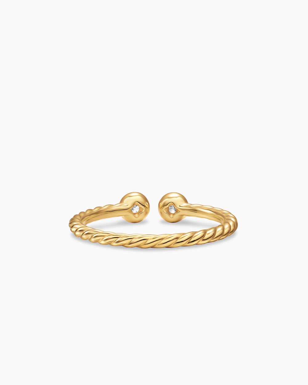 Womens Cable Open Round Ring in 18ct Yellow Gold with Diamonds, 1.7mm