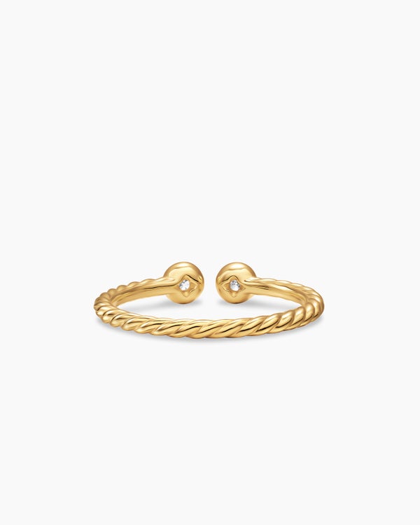 Cable Open Round Ring in 18K Yellow Gold with Diamonds, 3.9mm