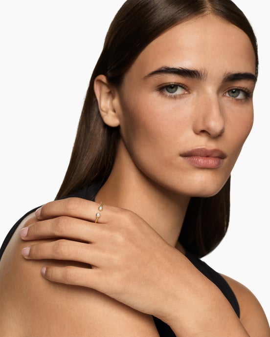 Cable Open Round Ring in 18K Yellow Gold with Diamonds, 3.9mm