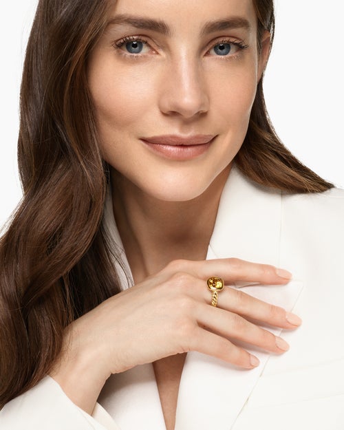 Womens DY Mercer® Color Stone Ring in 18K Yellow Gold with Citrine, 10mm