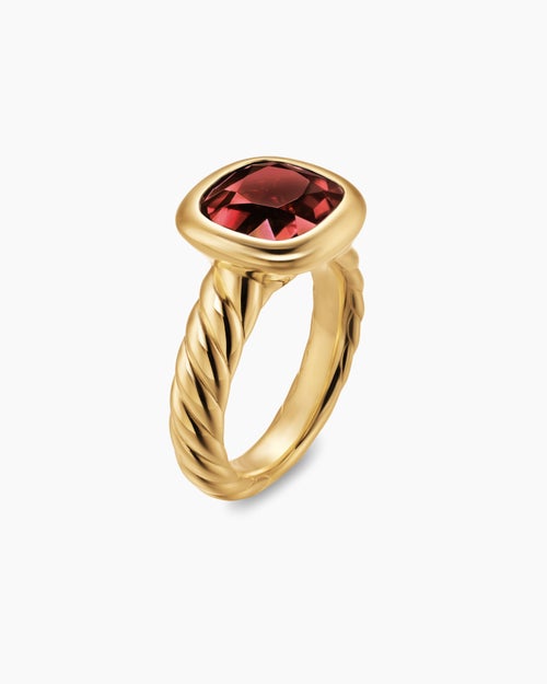 Womens DY Mercer® Color Stone Ring in 18K Yellow Gold with Rhodolite Garnet, 10mm