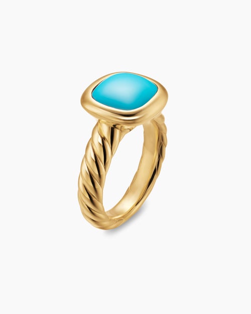 Womens DY Mercer® Color Stone Ring in 18K Yellow Gold with Turquoise, 10mm