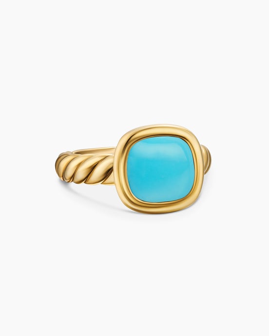 DY Mercer® Color Stone Ring in 18K Yellow Gold with Malachite, 10mm