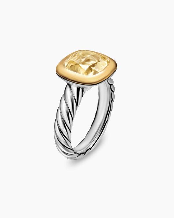 Bague avec pierre de couleur DY Mercer en argent sterling avec or jaune 18 carats et diamants, 10 mm