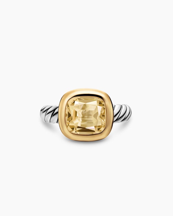 Bague avec pierre de couleur DY Mercer en argent sterling avec or jaune 18 carats et diamants, 10 mm