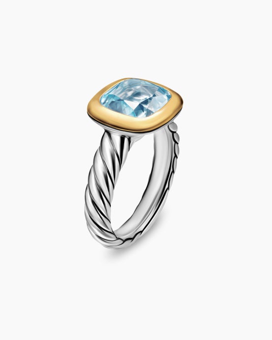 DY Mercer® Colour Stone Ring in Sterling Silver with 18K Yellow Gold and Sky Blue Topaz, 10mm